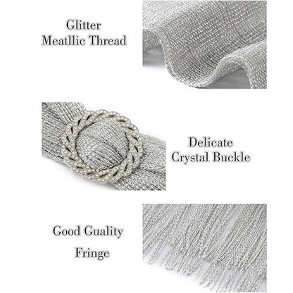 Glamorous Metallic Fringe Shawl Formal Events